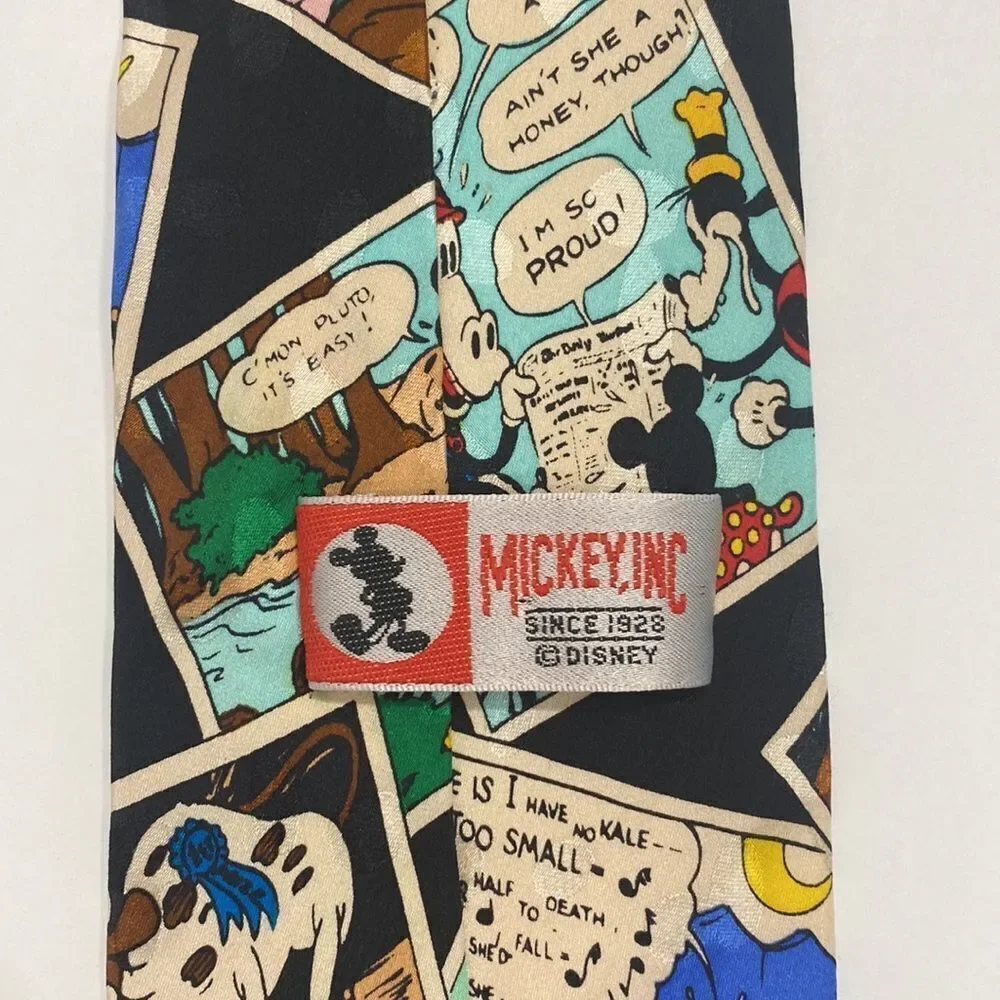 Mickey Inc Disney Donald Duck Comic Book Silk Black Multi Neck Tie